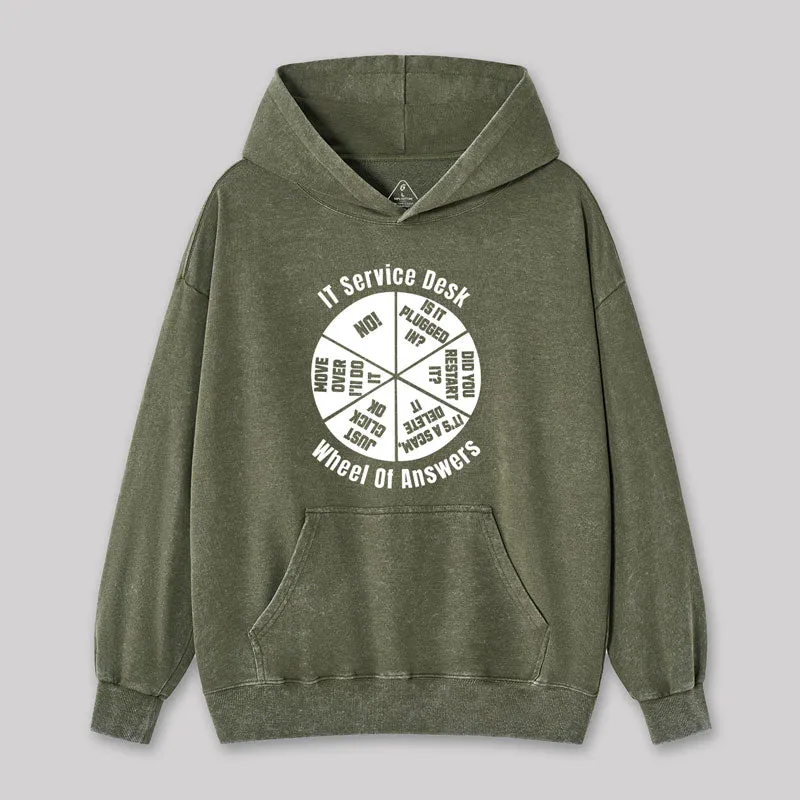 It Service Desk Wheel Of Answer Nerd Washed Hoodie - Image 4