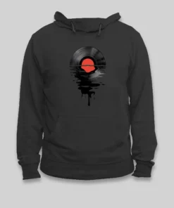 Alternative view of Vinyl LP Music Record Sunset Geek Hoodie