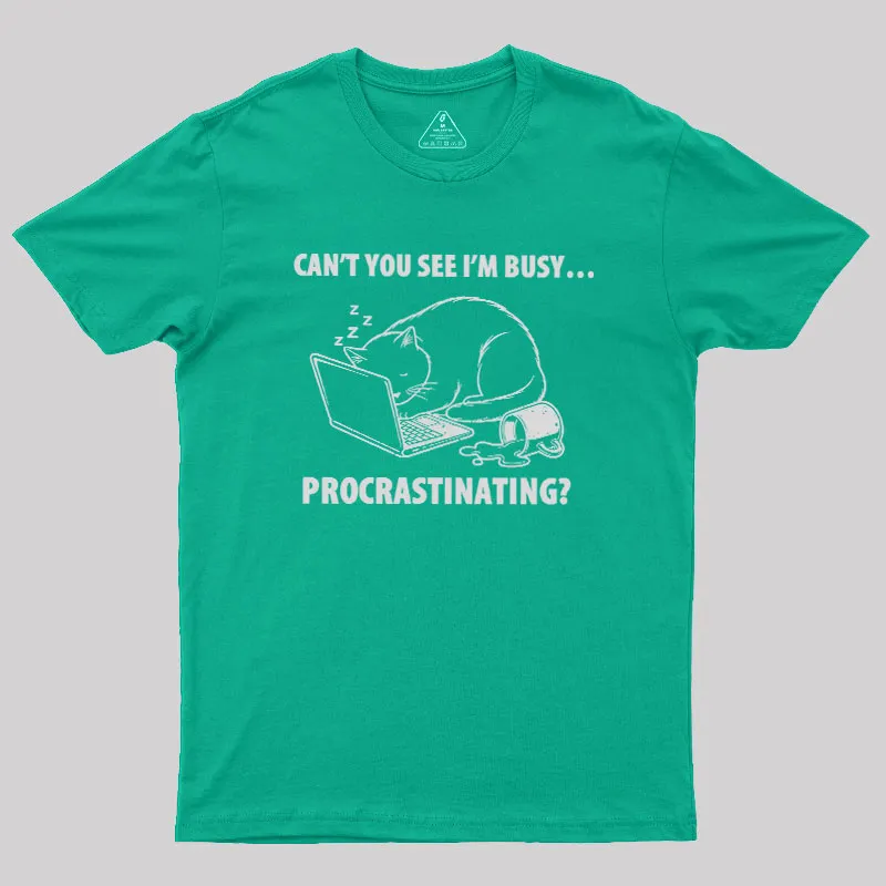 Procrastination Cat Geek T-Shirt - Image 9