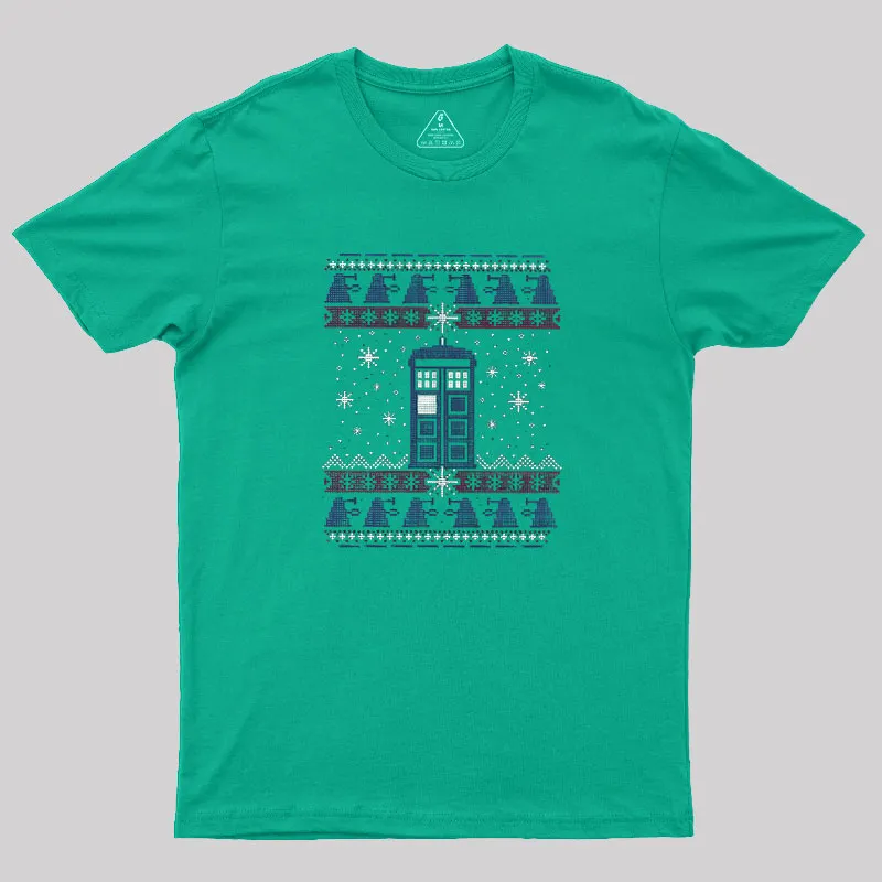 Tardis In The Snow Geek T-Shirt - Image 4
