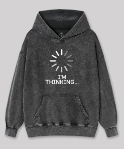 Alternative view of I'm Thinking Loading Wheel Washed Hoodie