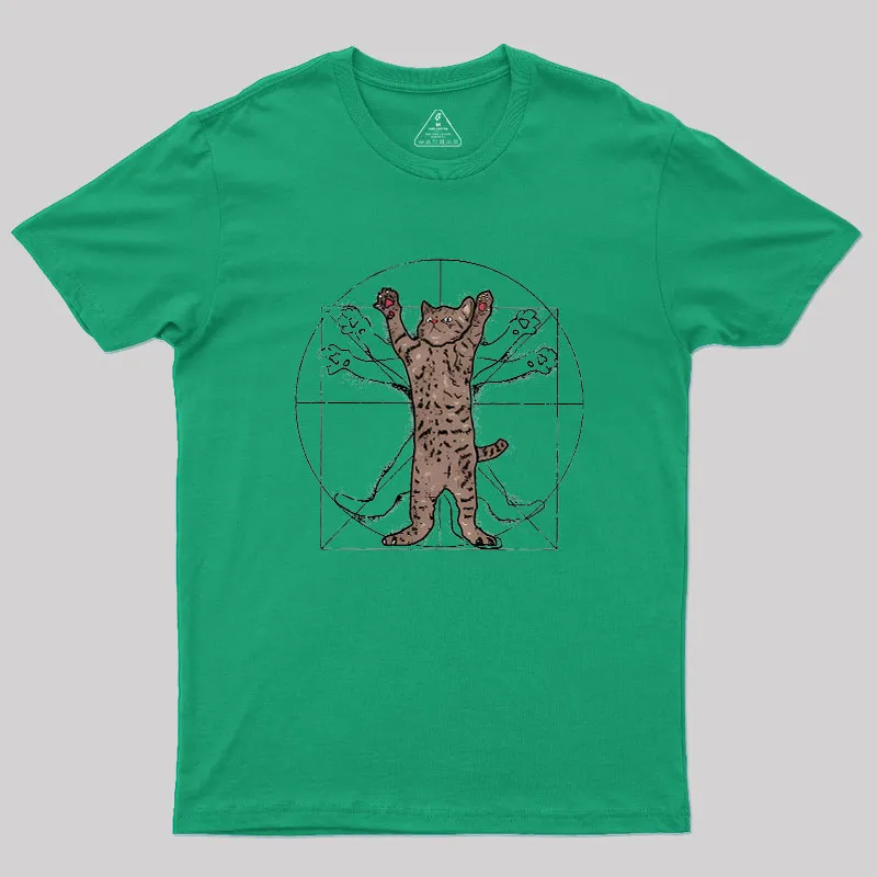 Vitruvian Cat Geek T-Shirt - Image 9