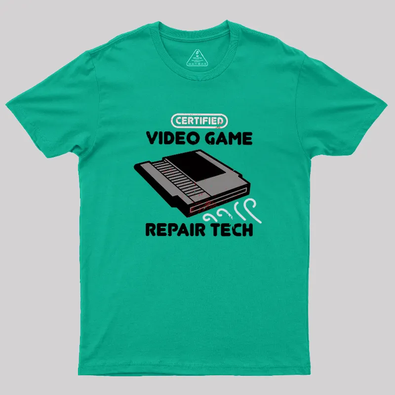 Certified Video Game Repair Tech Geek T-Shirt - Image 6