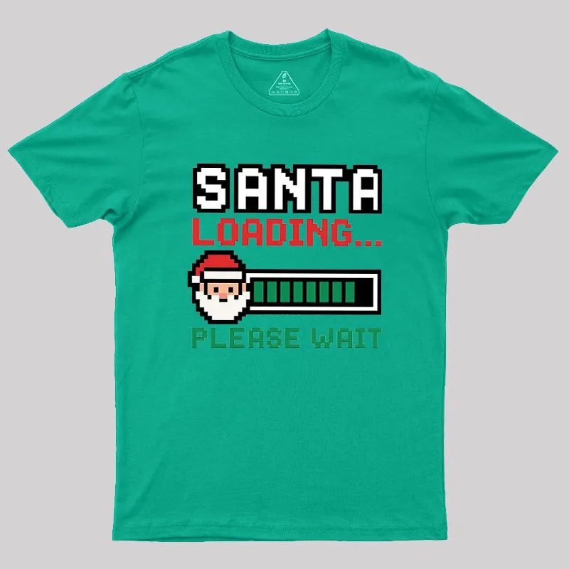 Santa Loading Pixel Design Geek T-Shirt - Image 4