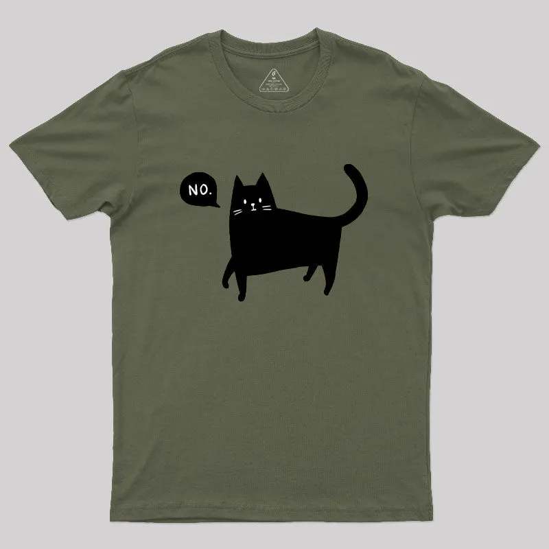Black Cat Says No Geek T-Shirt - Image 3