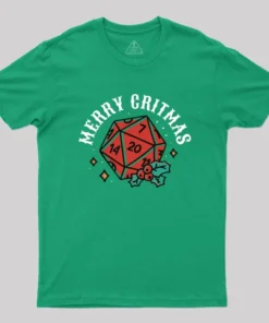Alternative view of Polyhedral Dice Xmas T-Shirt