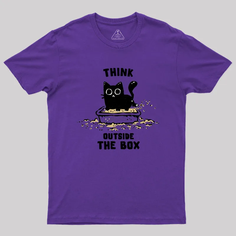 Think Outside The Cat Box Geek T-Shirt - Image 5