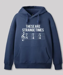 Alternative view of These Are Strange Times Music Joke Geek Hoodie