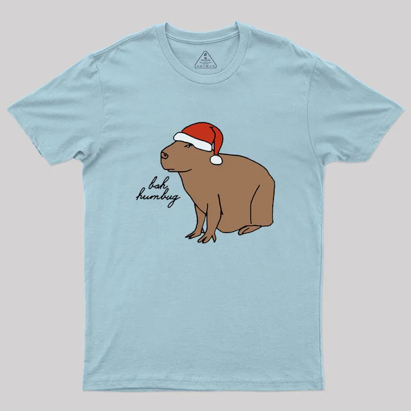 Serious Christmas Capybara Says Bah Humbug Geek T-Shirt - Image 10