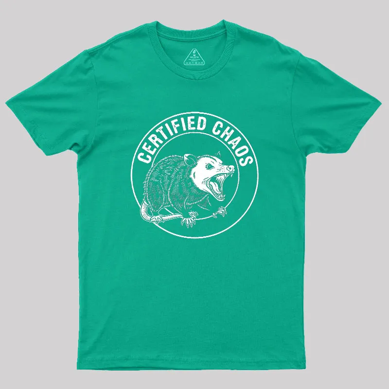 Certified Chaos Possum Emblem Geek T-Shirt - Image 6