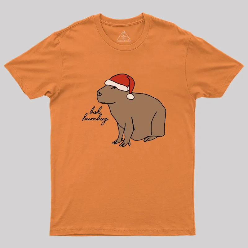 Serious Christmas Capybara Says Bah Humbug Geek T-Shirt - Image 7