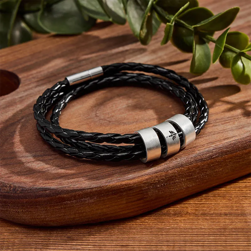 Angel Down Geek Silver Bead Bracelet