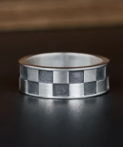 Checkboard Sterling Silver Band Ring