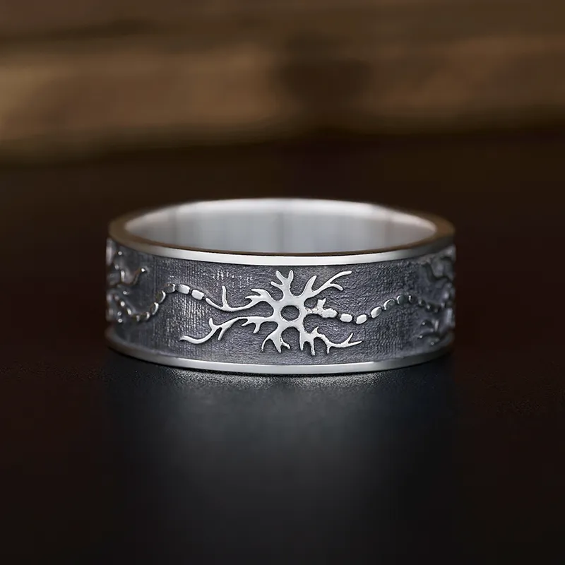 Neural Network Sterling Silver Band Ring