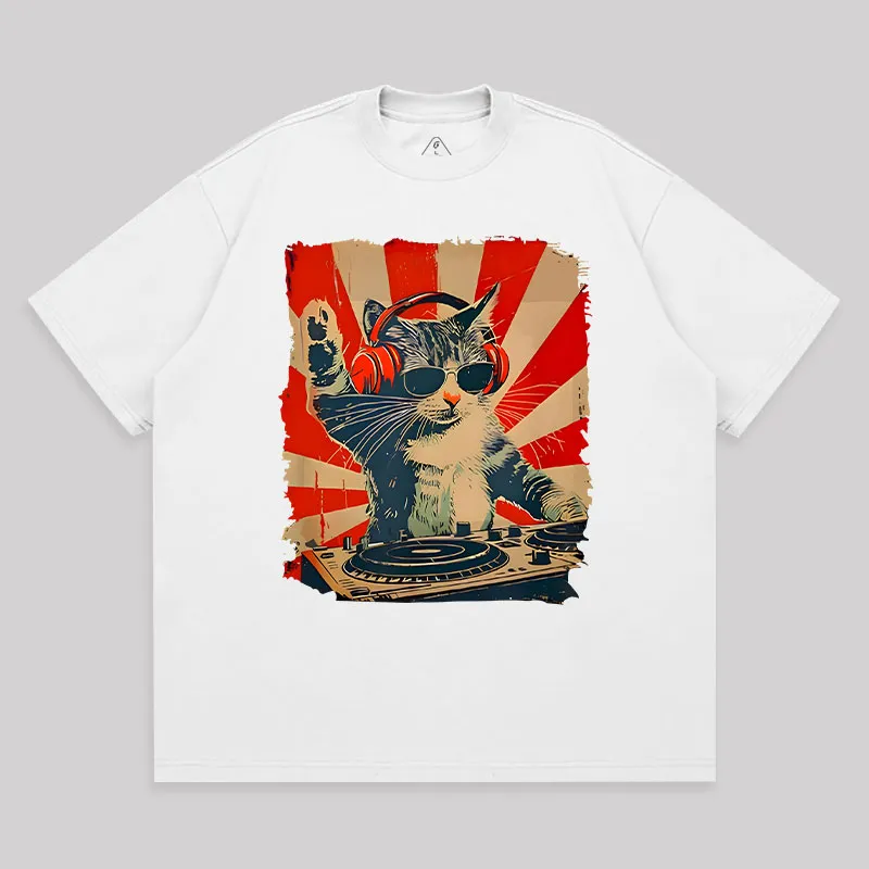 Rock Music Cat Unisex Oversized T-shirt - Image 2