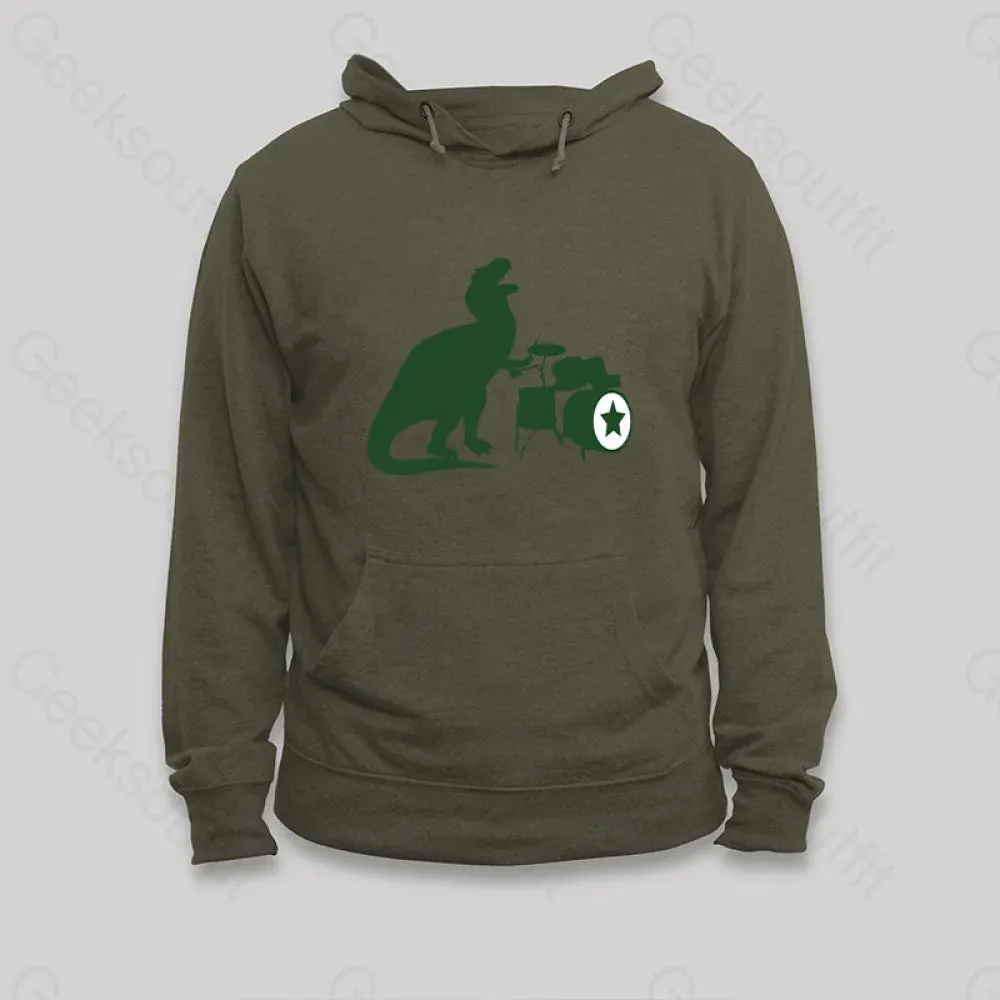A Tyrannosaurus Rex Playing Drums Hoodie - Image 5