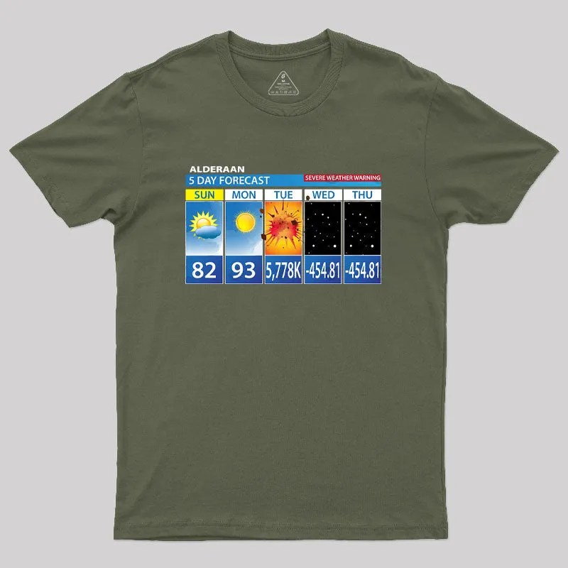 Alderaan 5 Day Forecast Geek T-Shirt - Image 3