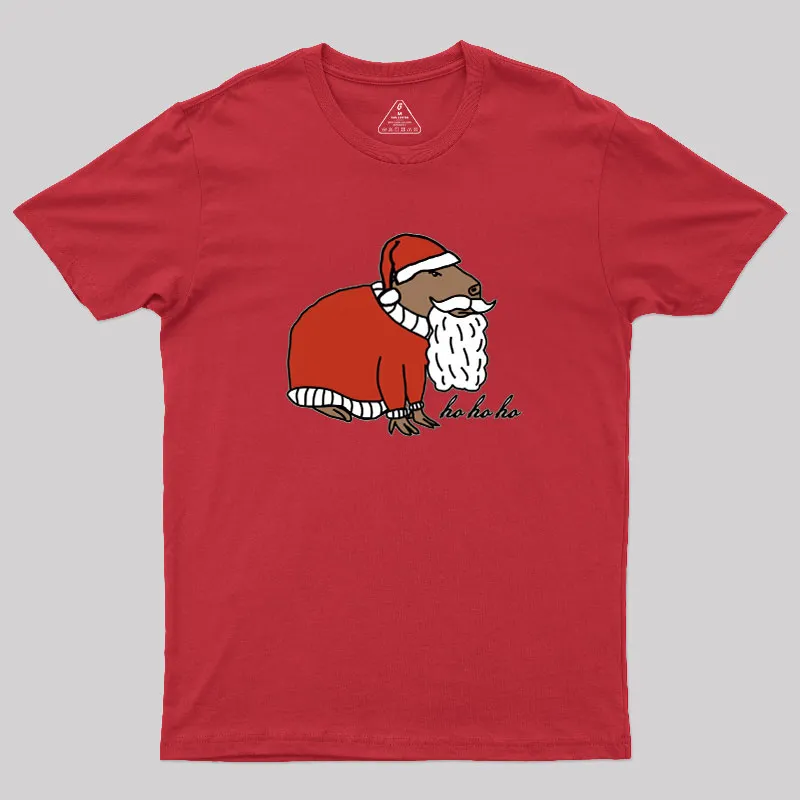 Capybara Santa Claus says Ho Ho Ho Geek T-Shirt - Image 2