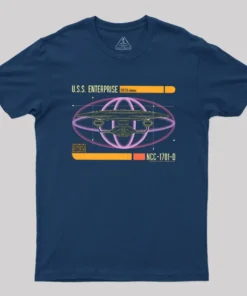 Alternative view of U.S.S. Enterprise D LCARS Status Geek T-Shirt