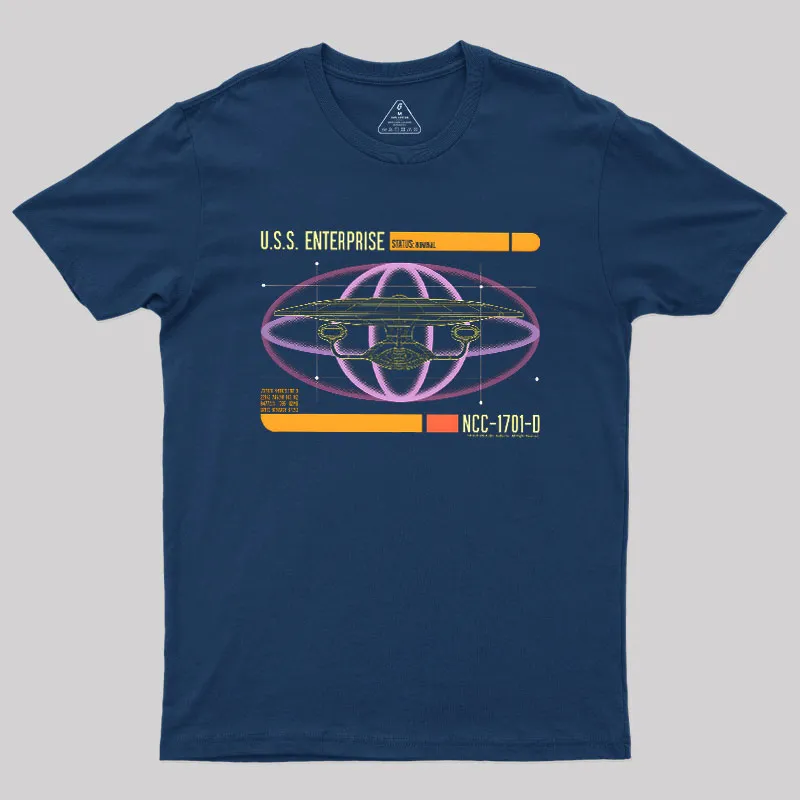 U.S.S. Enterprise D LCARS Status Geek T-Shirt - Image 2