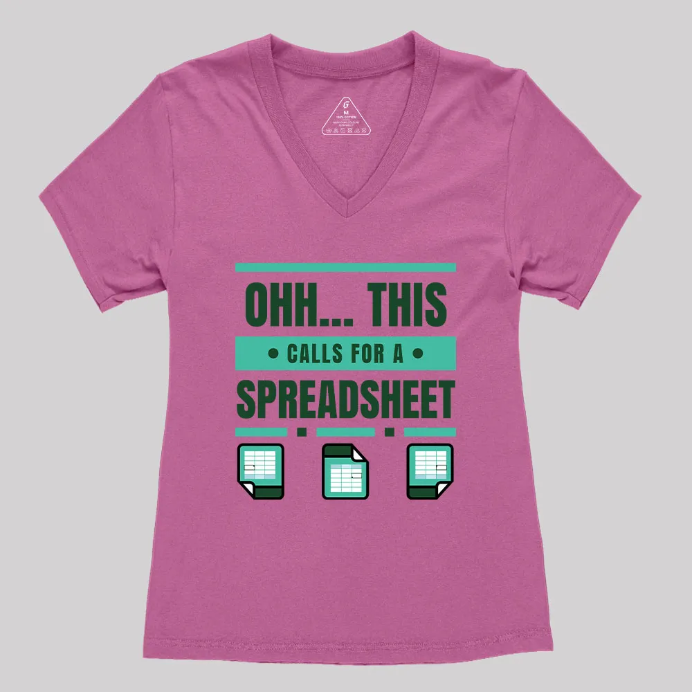 This Calls For A Spreadsheet Office Software Geek Women's V-Neck T-shirt - Image 2