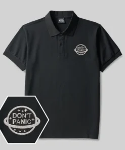 Don't Panic Geek Embroidered Polo Shirts
