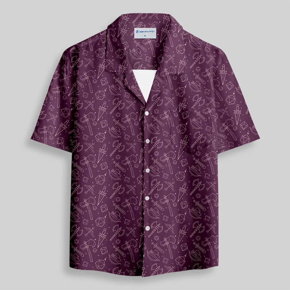 DND Medieval Weapons Button Up Pocket Shirt - Image 2