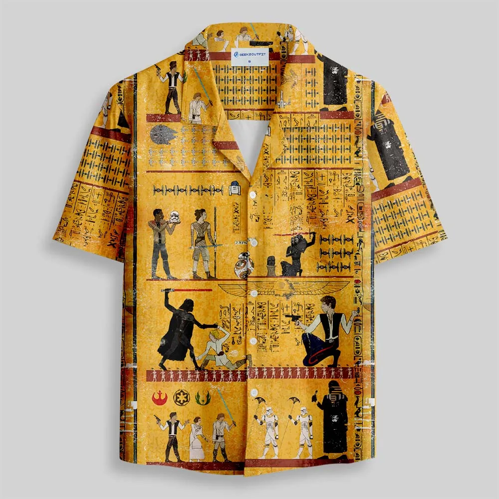 Dark Warrior Ancient Egypt Mural Button Up Pocket Shirt - Image 2