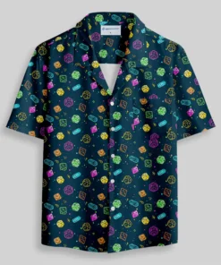 Alternative view of Colorful DND Dice RPG Button Up Pocket Shirt