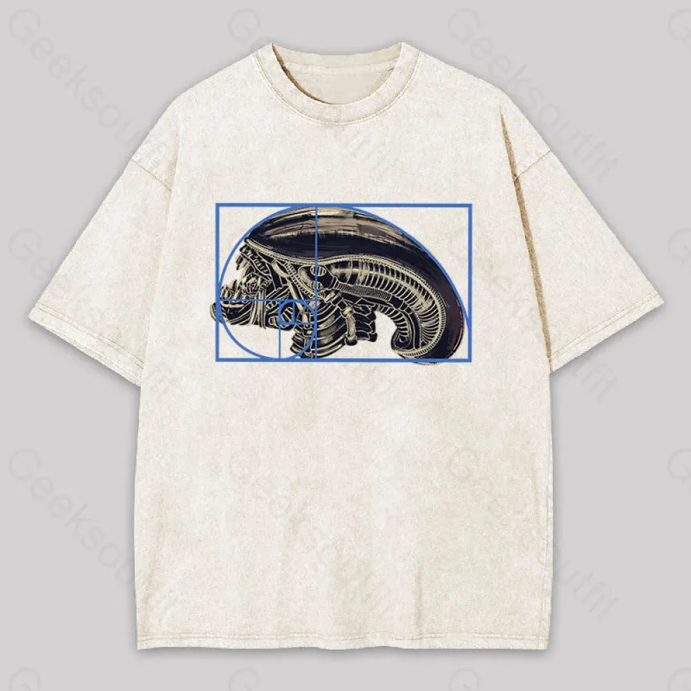 Alien Golden Ratio Geek Washed T-shirt - Image 5