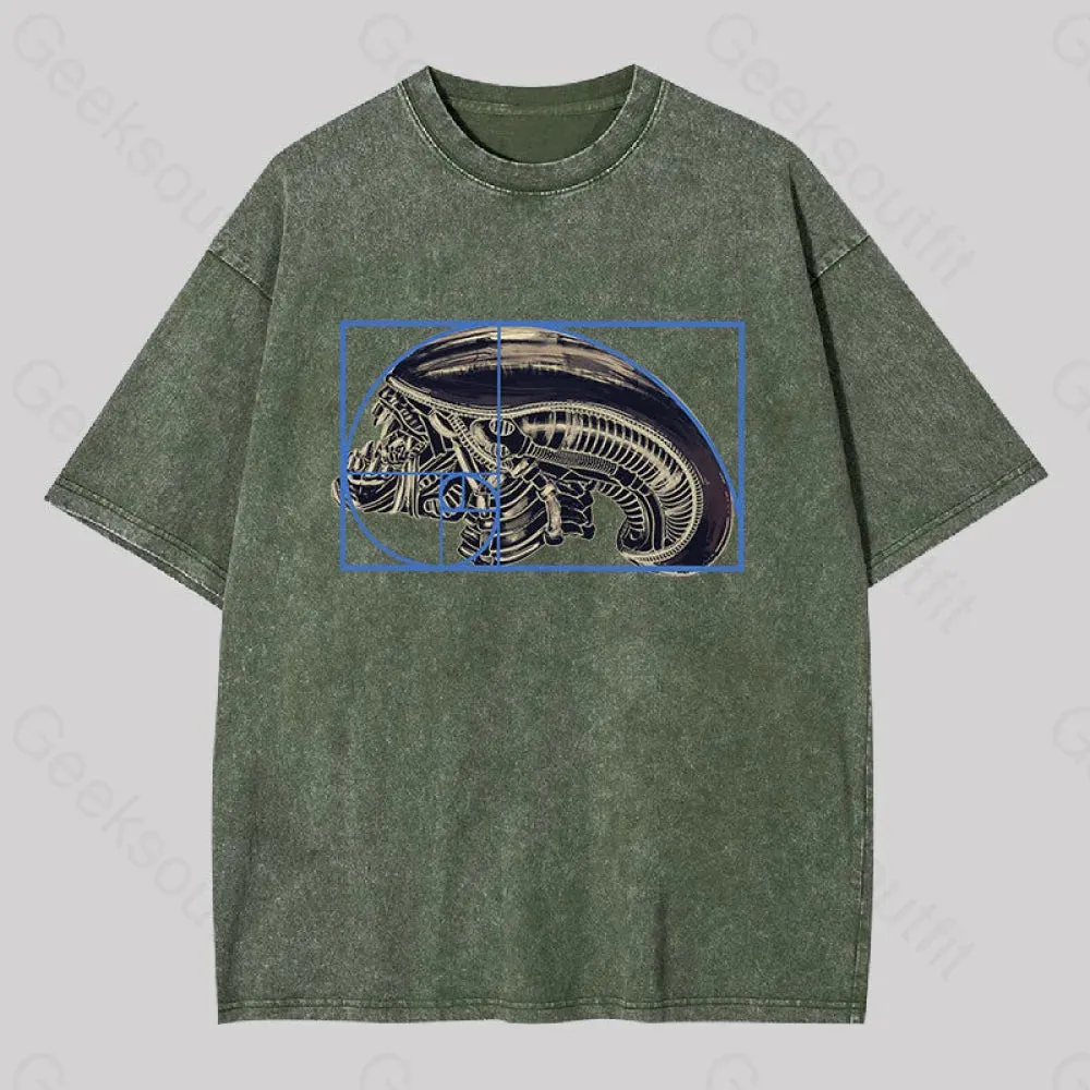 Alien Golden Ratio Geek Washed T-shirt - Image 7