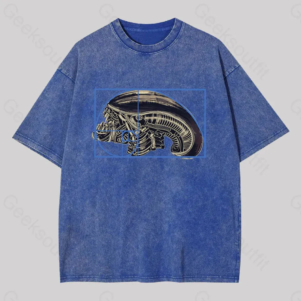 Alien Golden Ratio Geek Washed T-shirt - Image 2