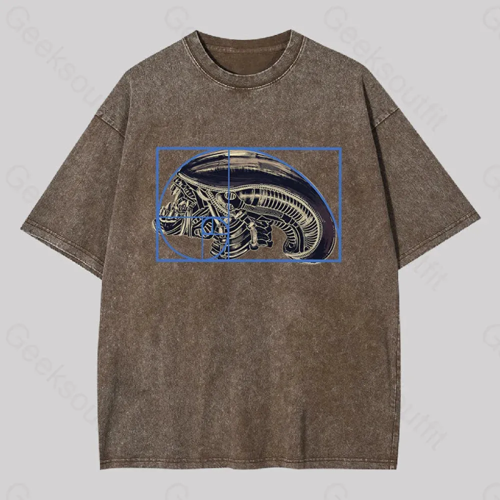 Alien Golden Ratio Geek Washed T-shirt - Image 3