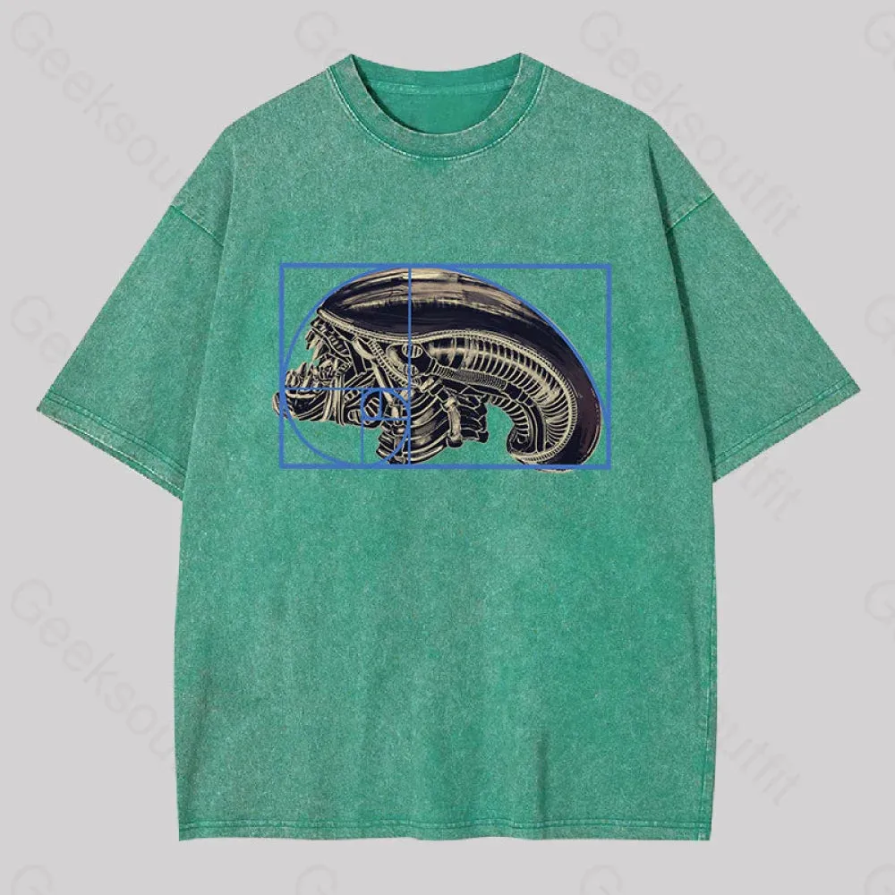 Alien Golden Ratio Geek Washed T-shirt - Image 9