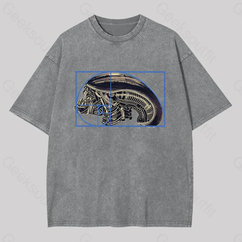 Alien Golden Ratio Geek Washed T-shirt - Image 4