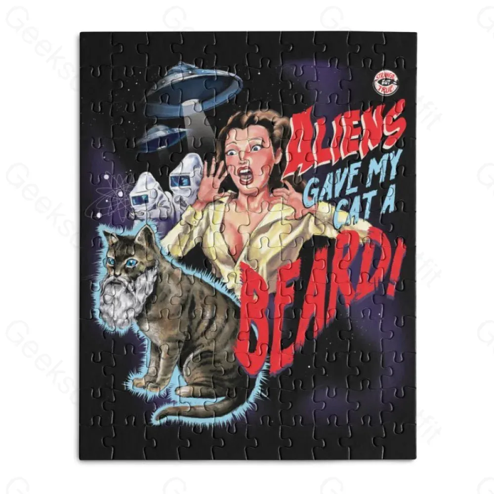 ALIENS GAVE MY CAT A BEARD!-Wooden Jigsaw Puzzle