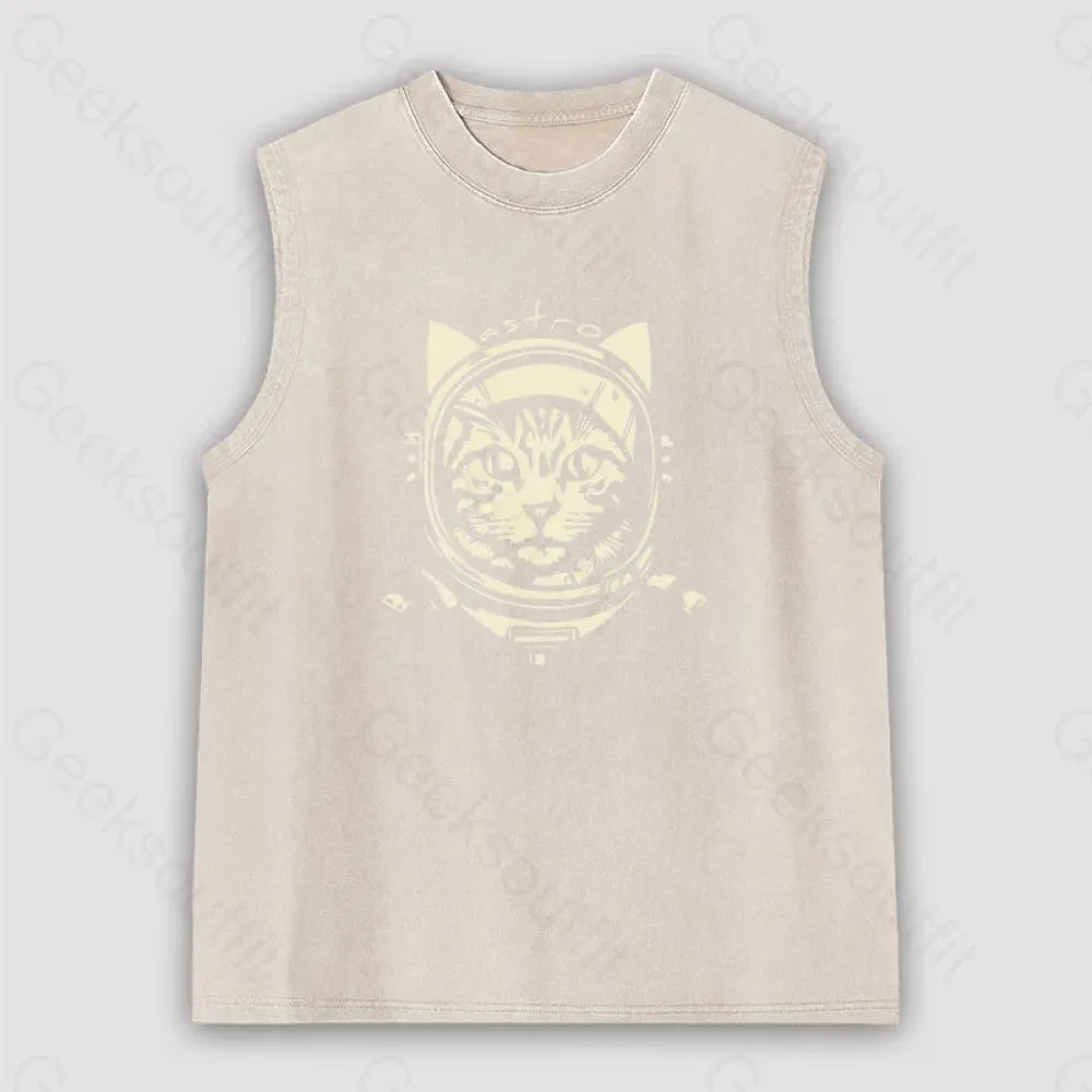 Astro Cat Unisex Washed Tank - Image 5