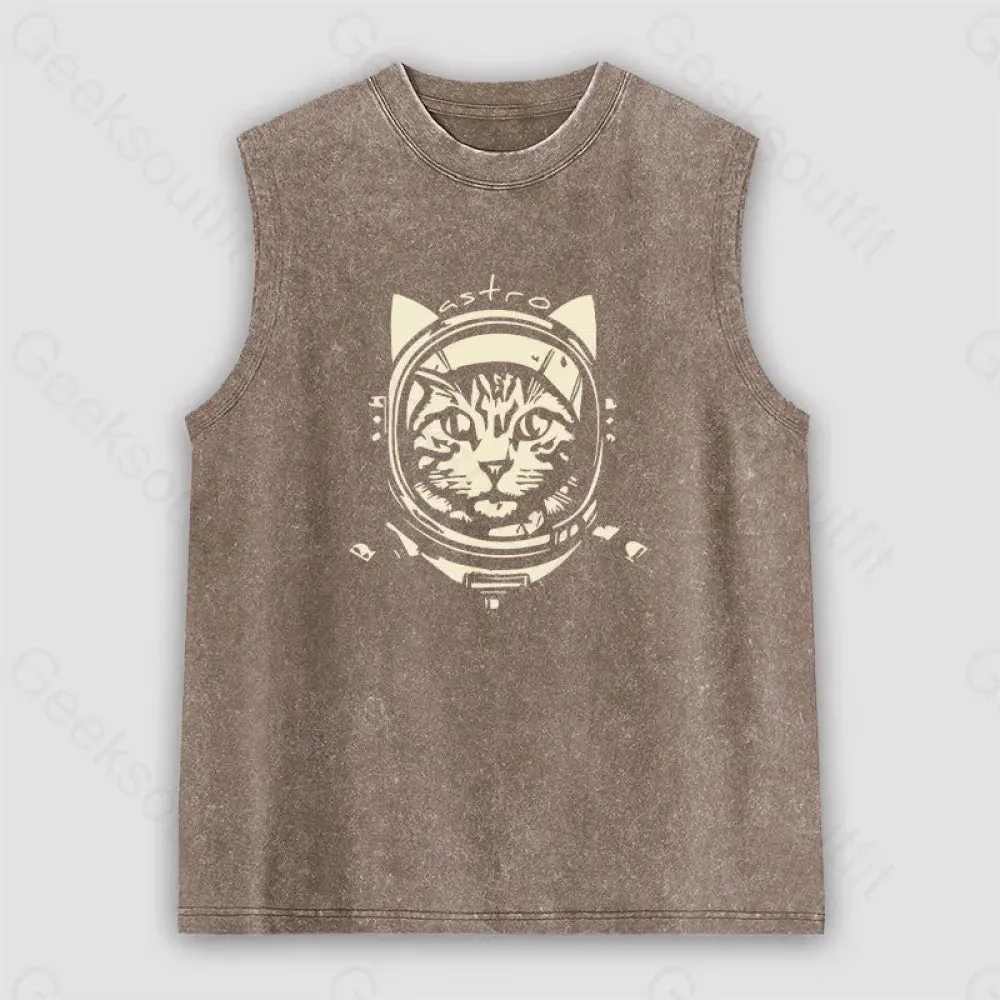 Astro Cat Unisex Washed Tank - Image 3