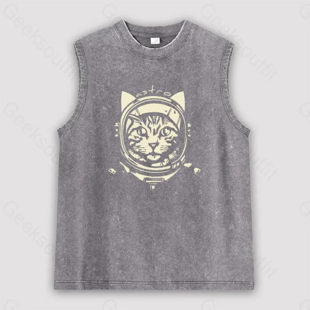 Astro Cat Unisex Washed Tank - Image 2