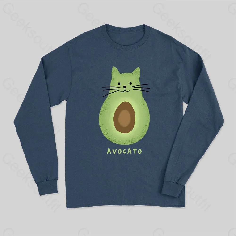 Avocato Cat Avocado Pun Long Sleeve T-Shirt - Image 2