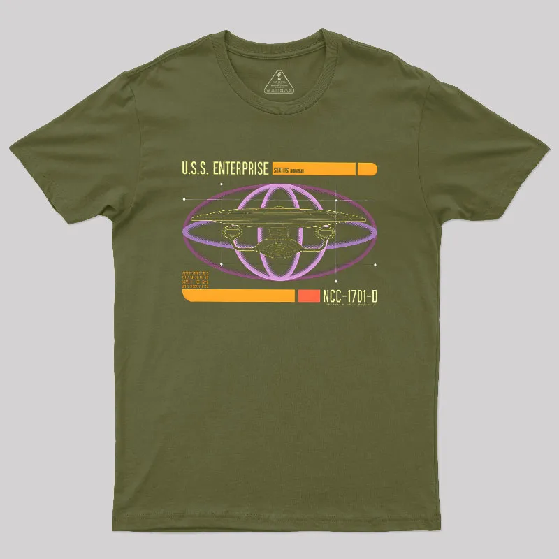 U.S.S. Enterprise D LCARS Status Geek T-Shirt - Image 3