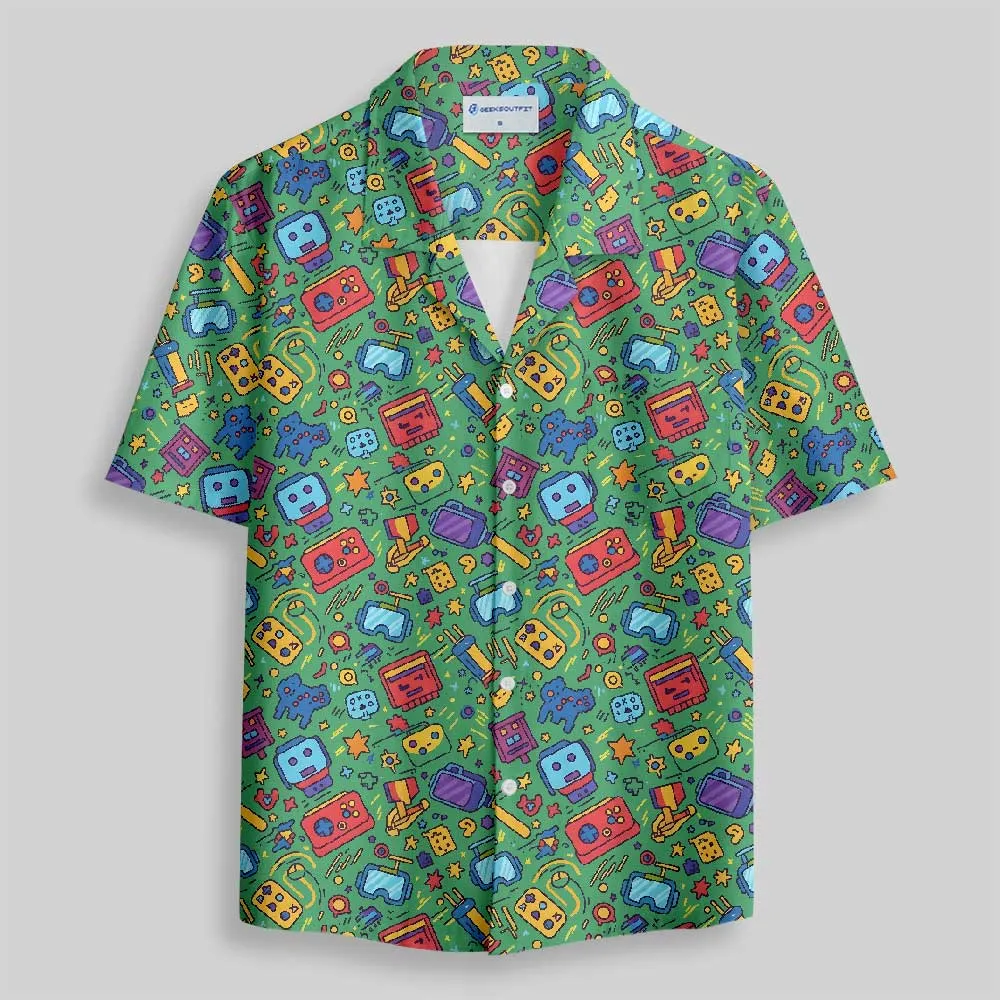 Retro Gaming Fiesta Button Up Pocket Shirt - Image 2