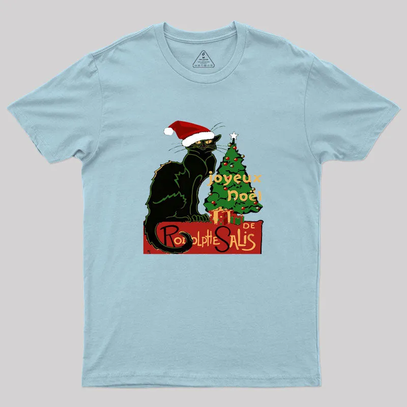 Joyeux Noel Le Chat Noir Spoof With Yule Tree v2 Geek T-Shirt - Image 9