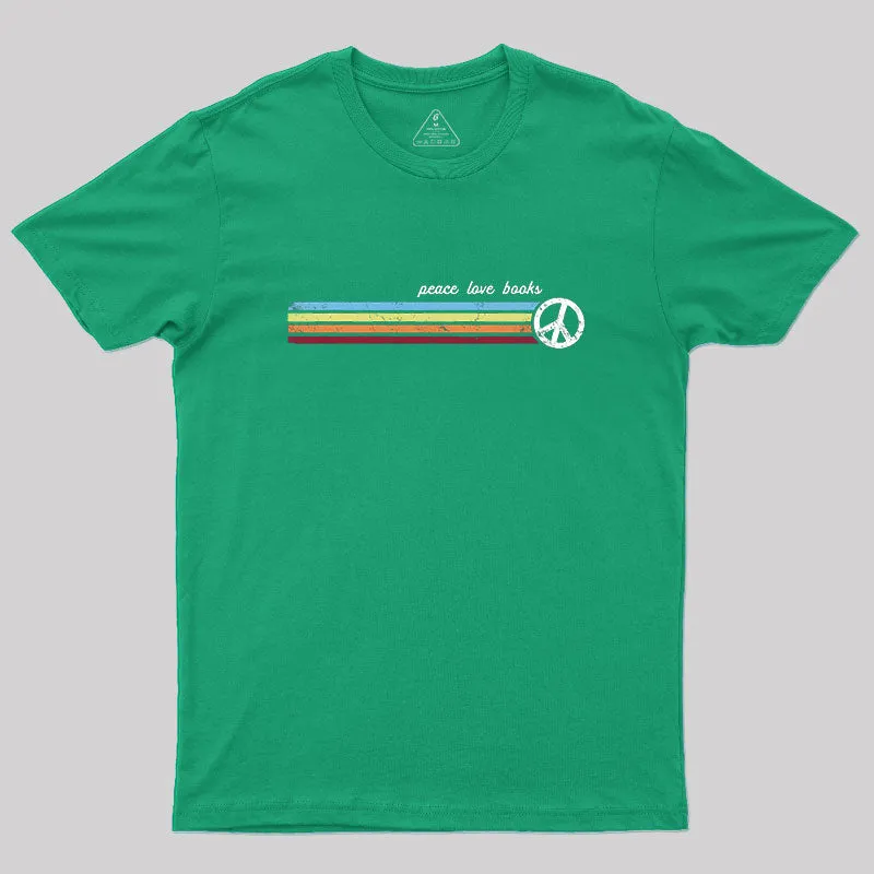 Retro Stripes Peace Love Books T-Shirt - Image 10