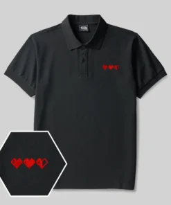 Alternative view of Pixel Hearts Geek Embroidered Polo Shirts