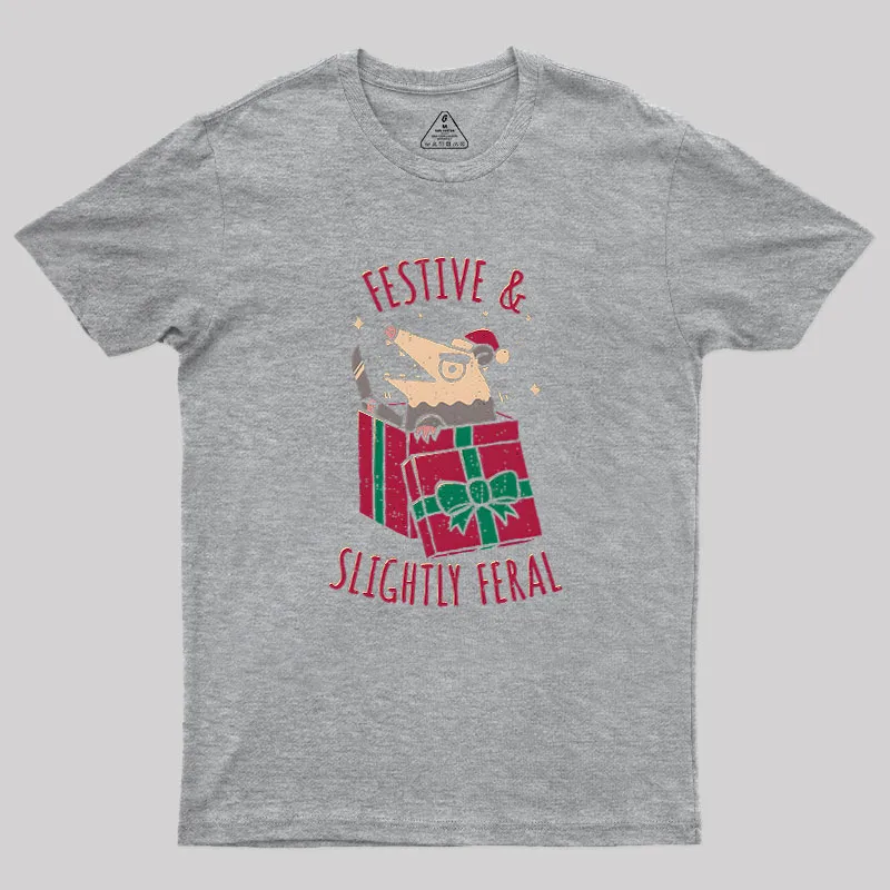 Festive & Slightly Feral Geek T-Shirt - Image 4