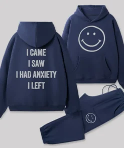 Alternative view of Social Anxiety Chronicles Front and Back Printed Geek Fleece Hoodie Set