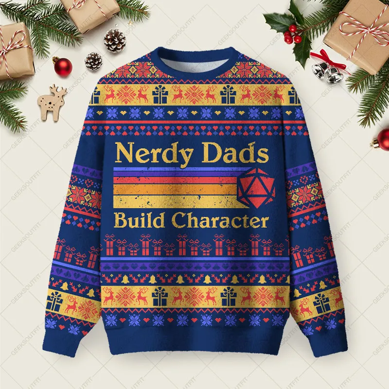 Nerdy Dads Ugly Christmas Fuzzy Fleece Sweatshirt