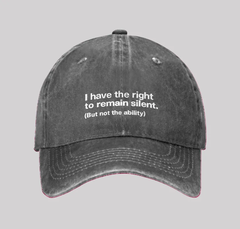 I Have The Right To Remain Silent Washed Vintage Baseball Cap - Image 3