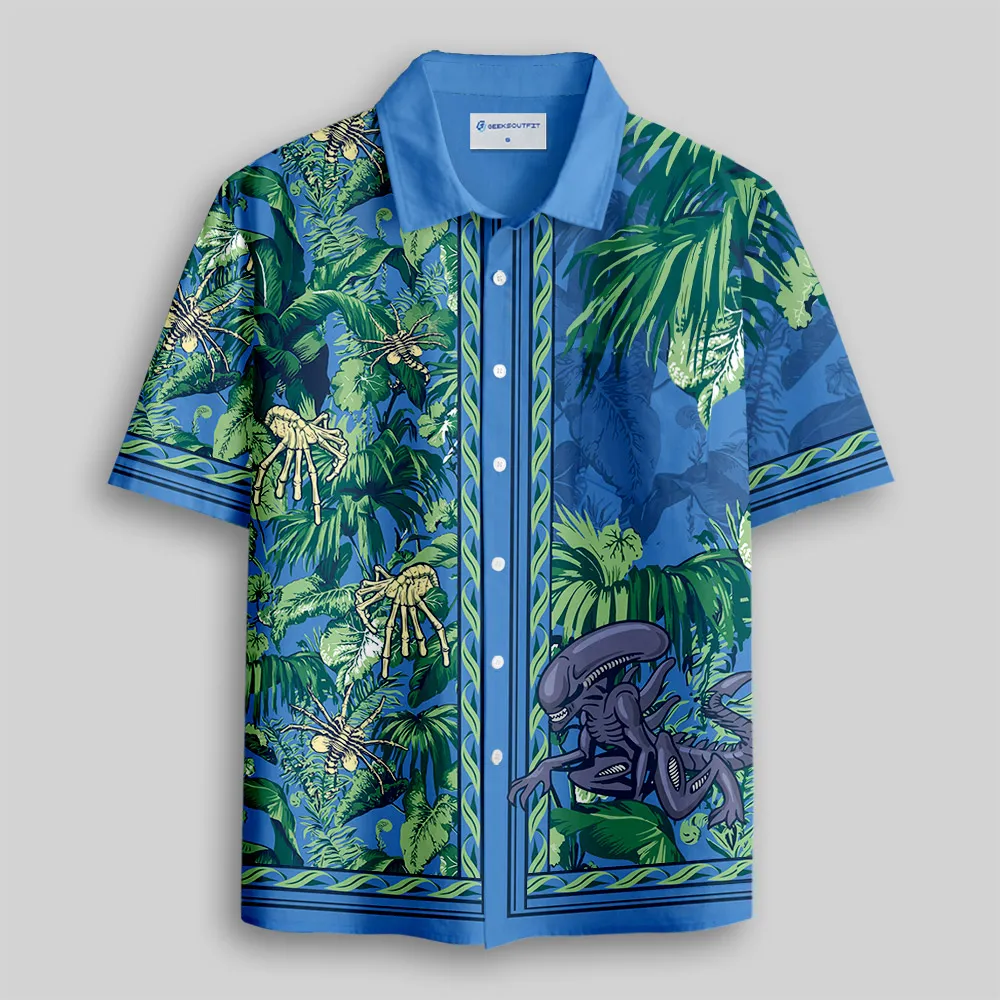 Facehugger Tropical Adventure Button Up Pocket Shirt
